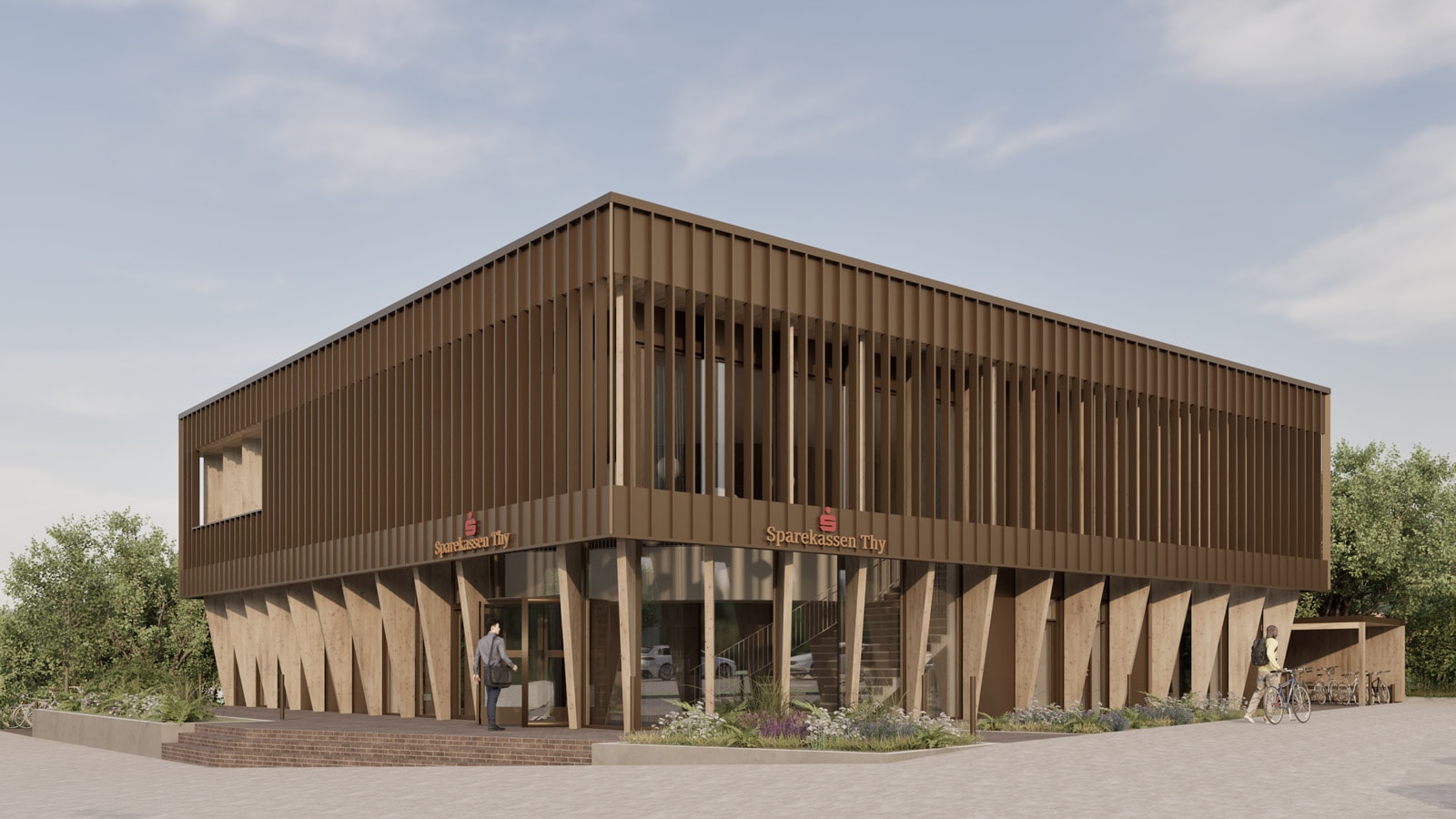 Visualisering af Sparekassen Thys nye domicil i Struer Visualisering af Sparekassen Thys nye domicil i Struer