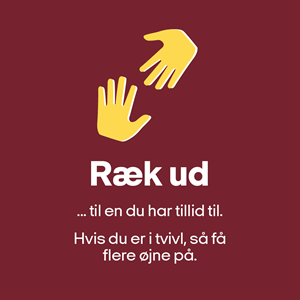 Ræk ud Grafik med to hænder der rækker ud mod hinanden med teksten Ræk ud til én du har tillid til